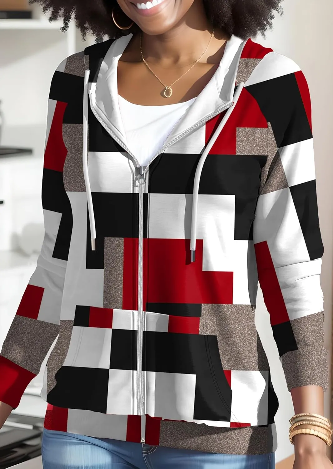 Nimsruc Zip Up Hoodies For Women Long Sleeve Casual