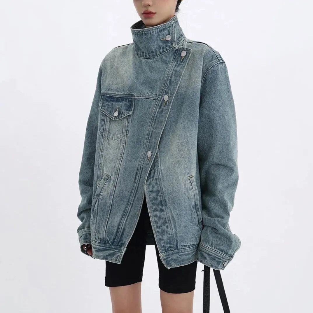 Nomie Funnel Neck Denim Jacket