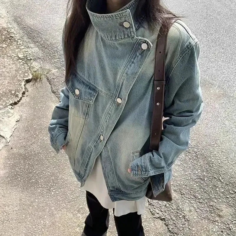 Nomie Funnel Neck Denim Jacket