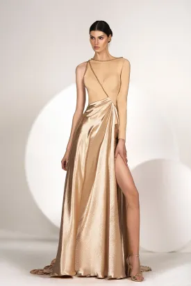 One Sleeve Asymmetric Flared Dress