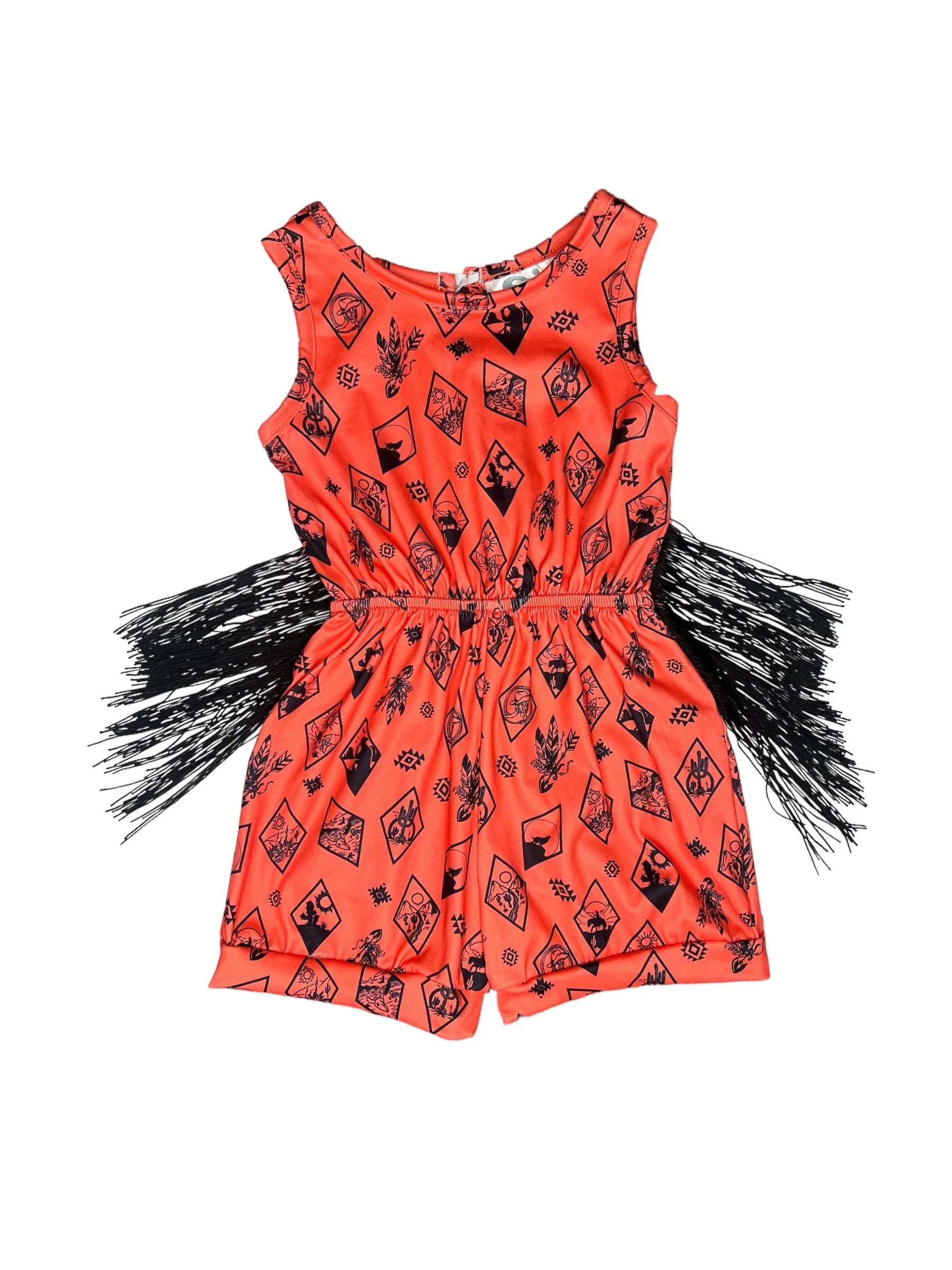Orange Diamond Fringe Romper Toddler (2T-5T)