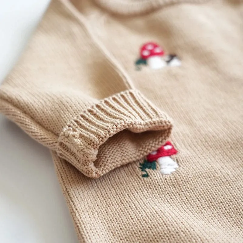 "Mushroom Cutie" Embroidered Toasty-Warm Rompers
