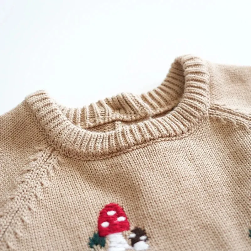 "Mushroom Cutie" Embroidered Toasty-Warm Rompers