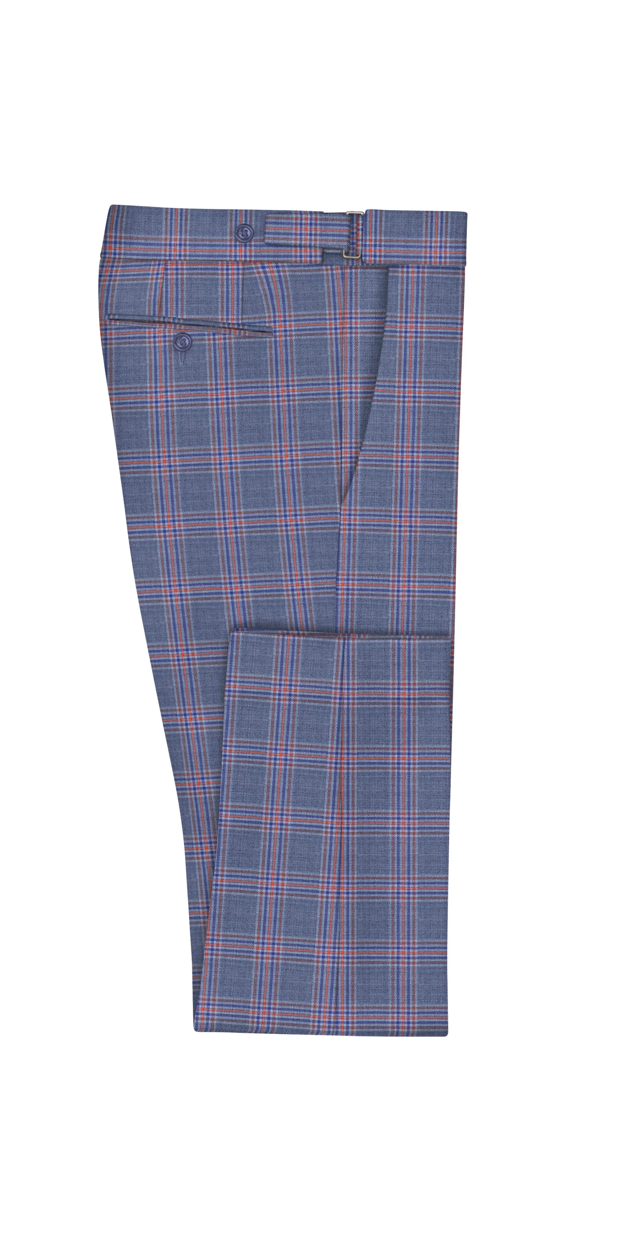 Red Check on Blue Super 130's Suit