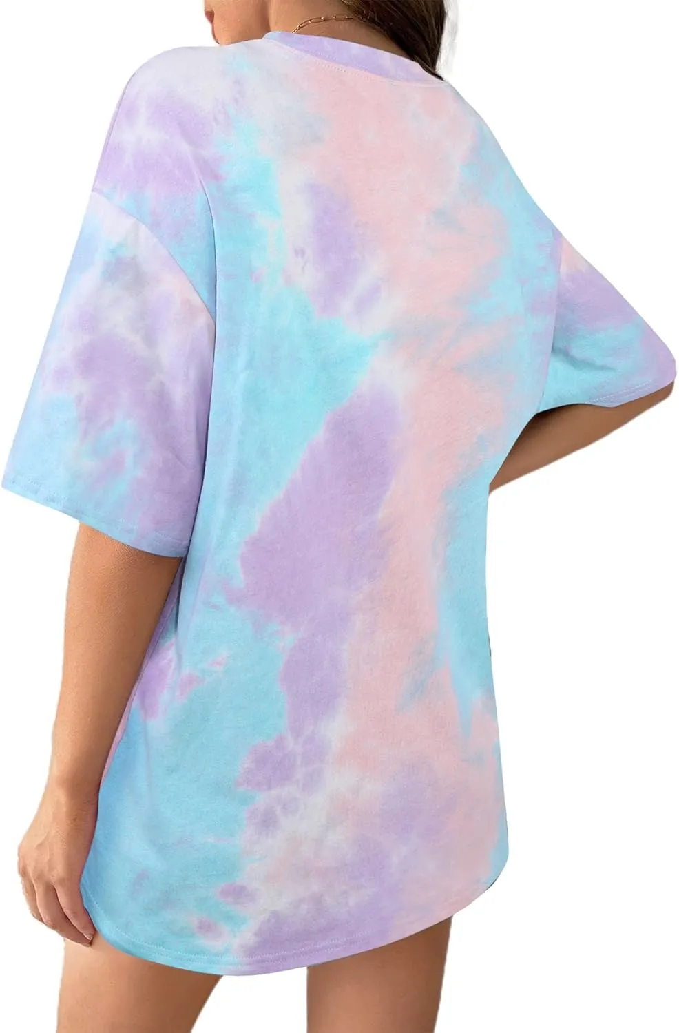 Remidoo Women's Casual Crewneck Short Sleeve Tie Dye Oversized T Shirt Graphic Tee Top