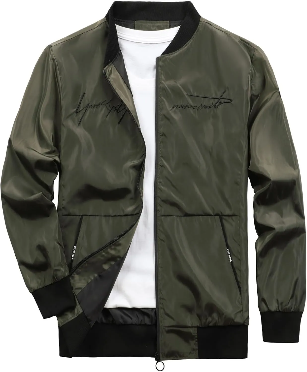 RTRDE Men's Lightweight Bomber Jacket Spring Fall Windbreaker Zip Up Coat with Pocket Casual Work Jackets, M-3XL