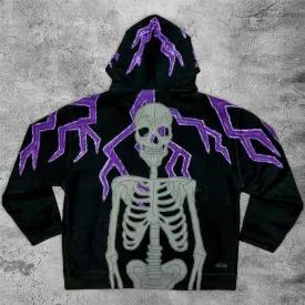 Skull personality loose edge pattern graffiti loose street zipper hoodie