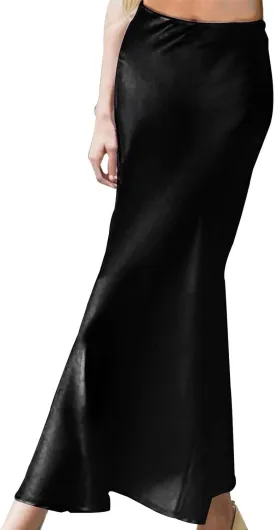 Sleek & Sexy Pure Color Bodycon Midi Skirt for Women Versatile High Waist Pencil Skirt Skirt Topper