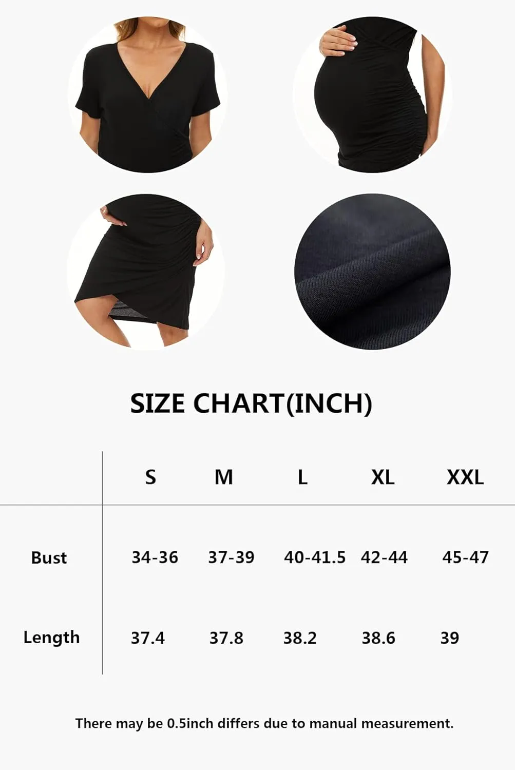 Smallshow Women's Maternity Short Sleeve Dress Ruched Casual Wrap Pregnancy Clothes