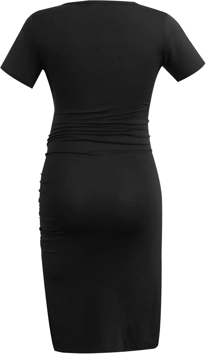 Smallshow Women's Maternity Short Sleeve Dress Ruched Casual Wrap Pregnancy Clothes