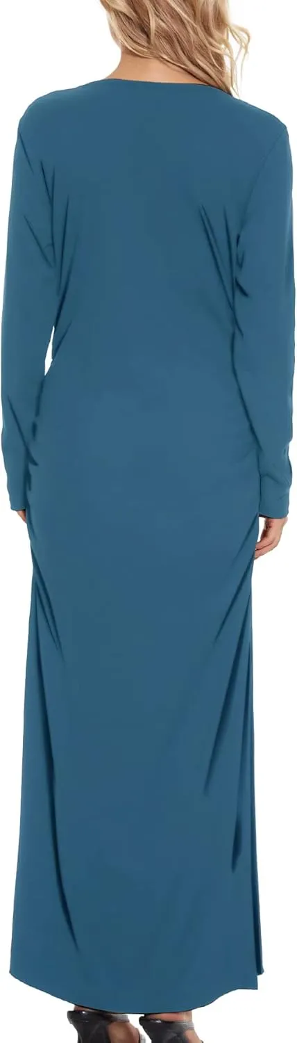 Smallshow Women's Split Maternity Dress Long Sleeve Ruched Pregnancy Clothes