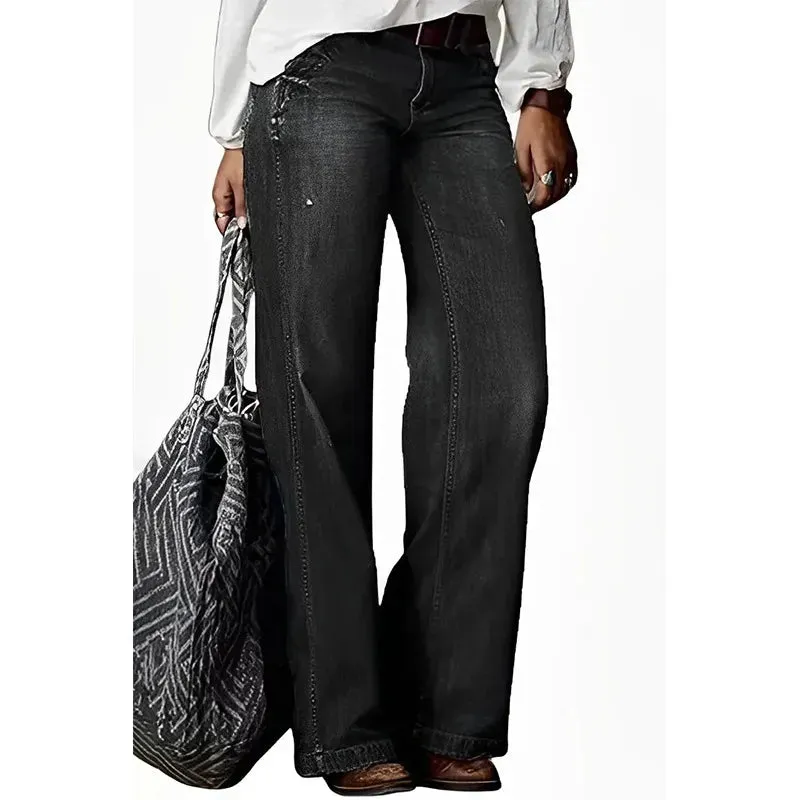 Straight Wide Leg Jeans