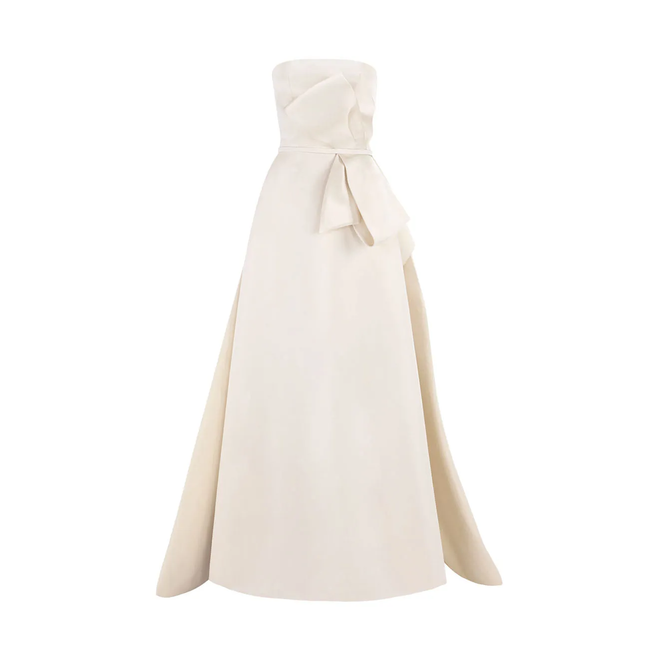 Strapless Mikado Dress With An Ample Bow Waistband Design