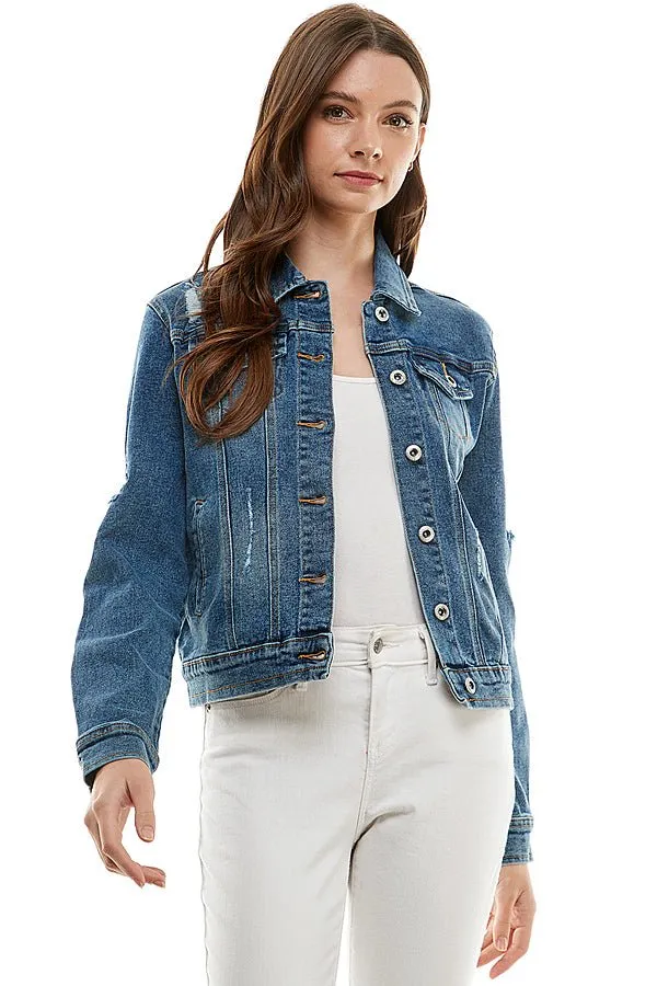 Stretch Distressed  Denim Jacket(JK-4030)