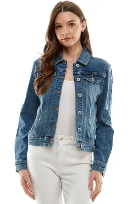 Stretch Distressed  Denim Jacket(JK-4030)
