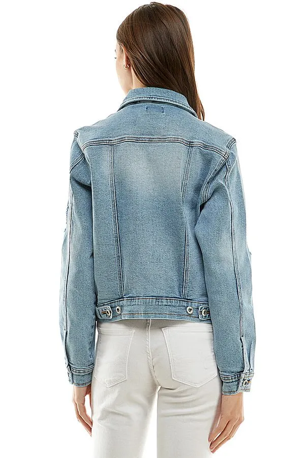 Stretch Distressed  Denim Jacket(JK-4030)