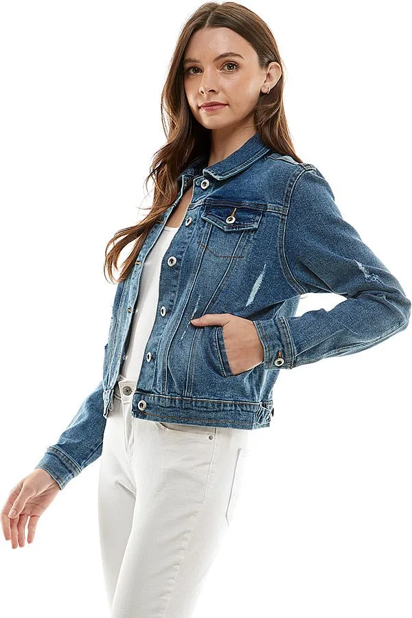 Stretch Distressed  Denim Jacket(JK-4030)