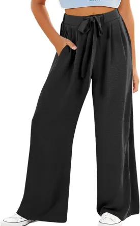 Teen Girls Cotton Linen Wide Leg Pants Drawstring Kids Oversized Casual Lightweight Flowy Palazzo Pants Lounge Long