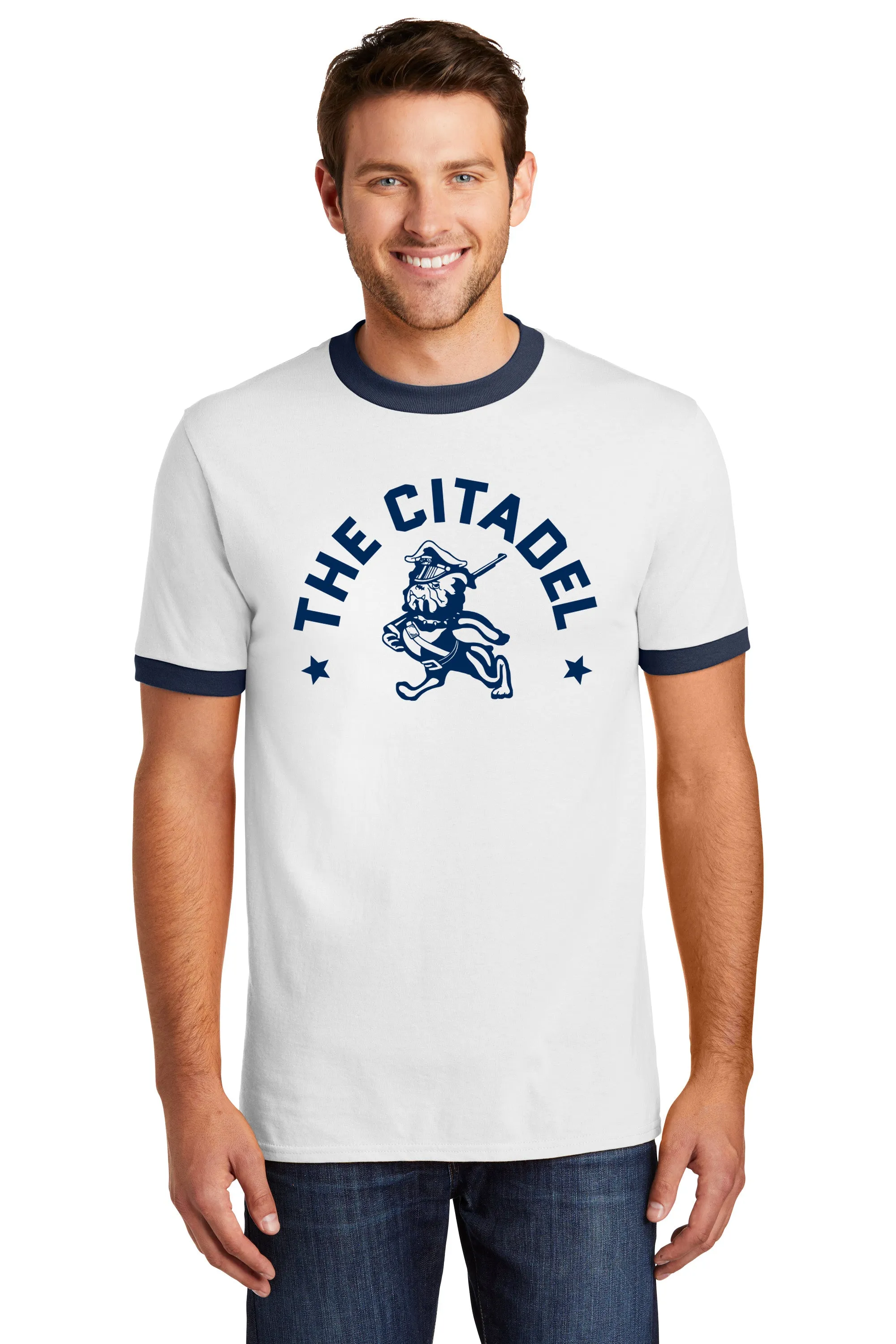 The Citadel, Marching Bulldog and Stars Ringer Teen Shirt