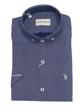 Tom Penn Short Sleeve Casual Shirt 885 - Navy