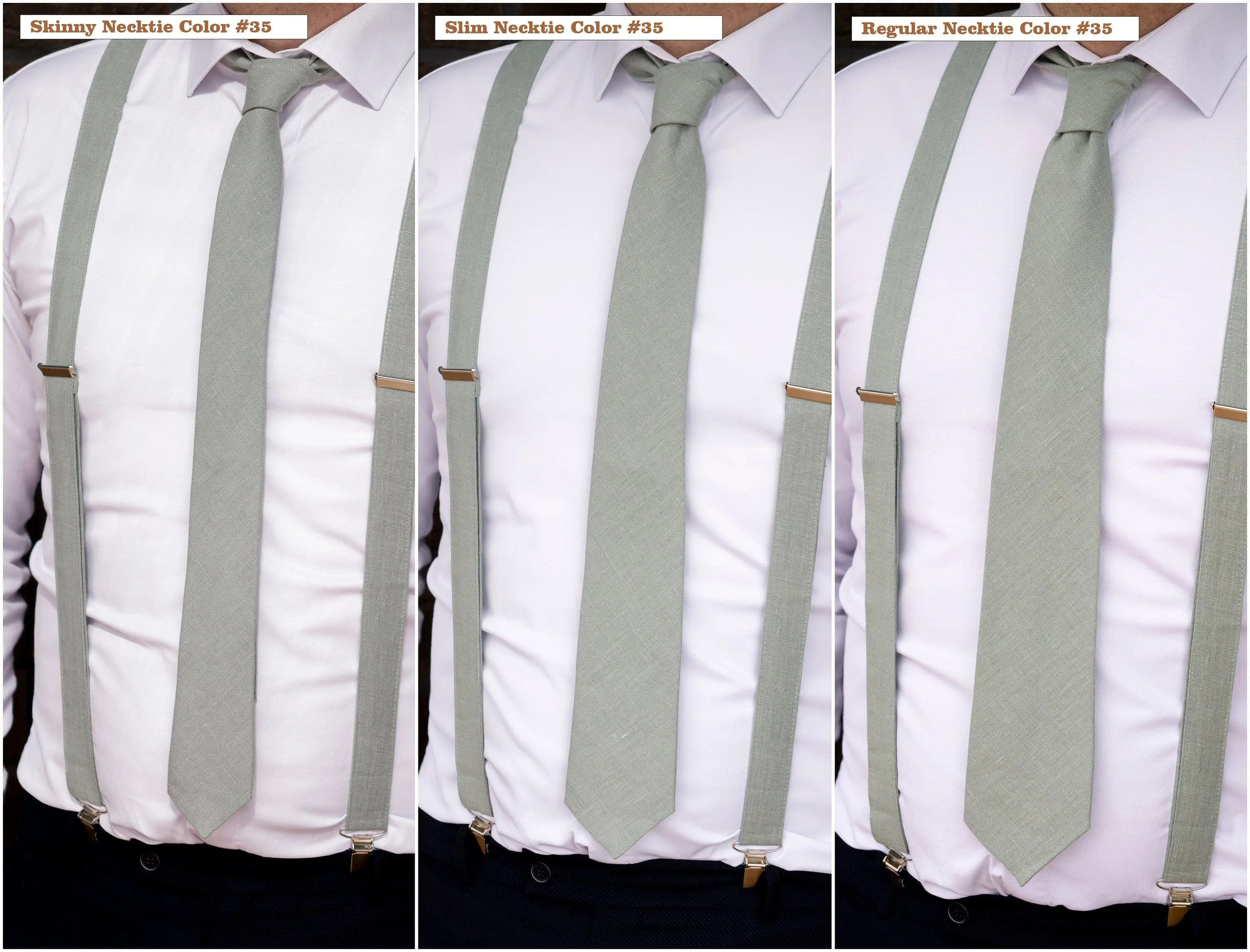 Versatile Beige Linen Suspender & Bow Tie Set | Available in Multiple Sizes and Colors