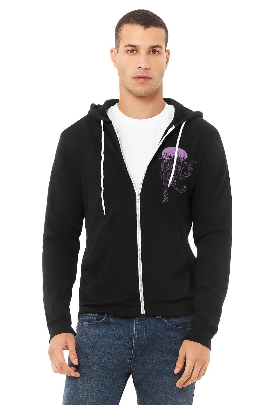 Vogue Jellyfish Ultra Soft Zip Up-Hoodie - Unisex Black