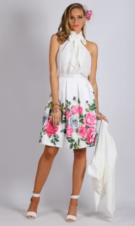 VS7201TB Front Pockets A line Roses Skirt (Pack)