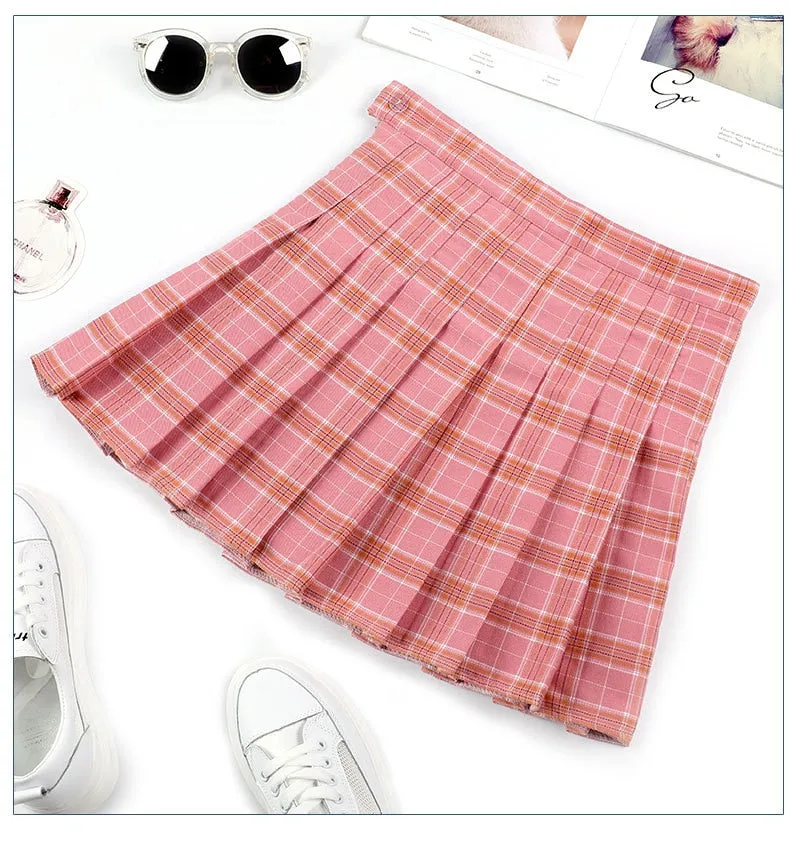 Women Harajuku Skirt Pleat Skirt Preppy Style Plaid Skirts Mini Cute Japanese School Uniforms Ladies Jupe Kawaii Skirt Harajuku
