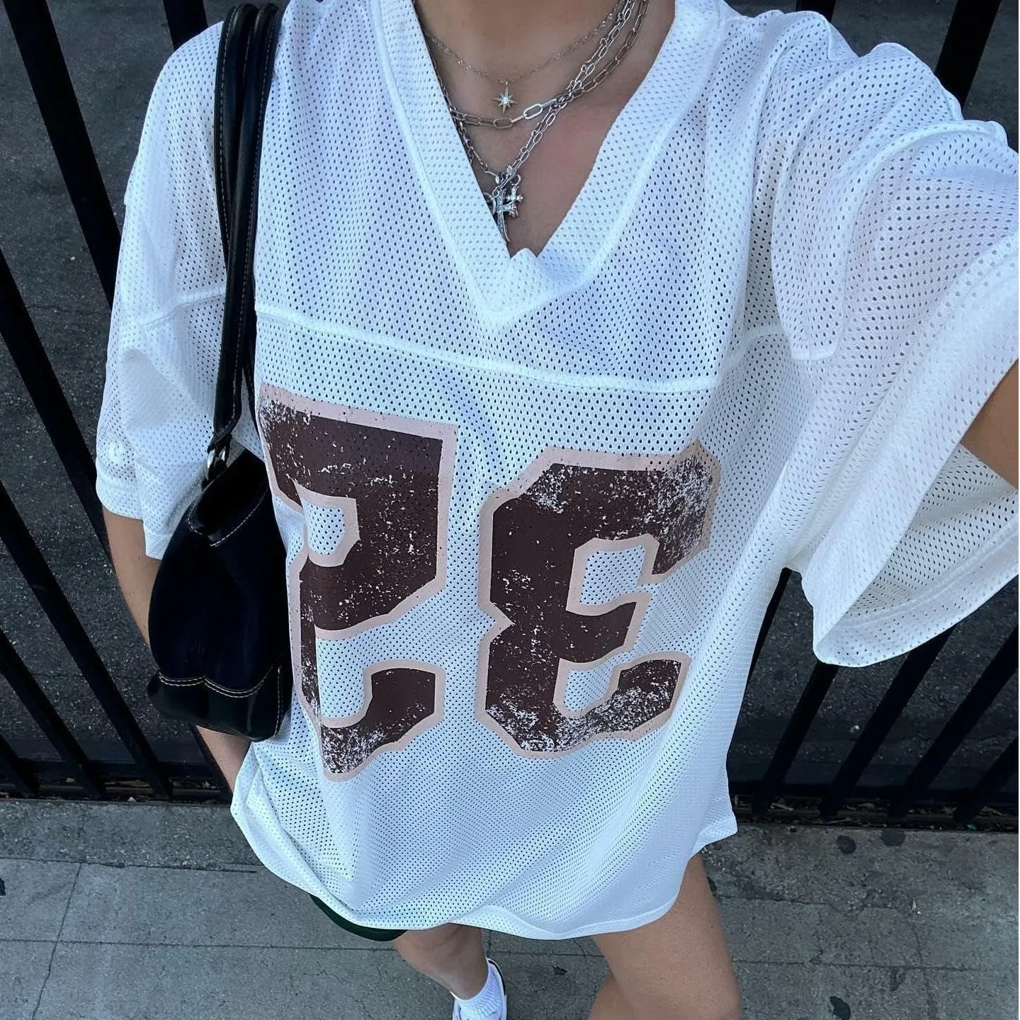 Women Oversized Jersey Shirt Y2k Number Graphic T Shirt Loose Fit Short Sleeve Top Going Out Streetwear