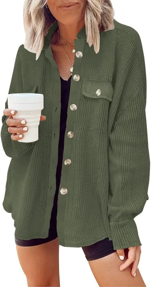 Womens Corduroy Button Down Shirts Color Block Long Sleeve Blouses Tops Jackets