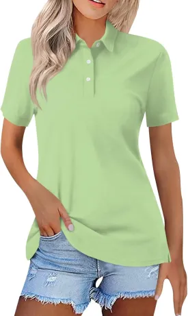 Womens Golf Collared Polo Shirts Lightweight Breathable Workout Tops Summer Quick Dry Short Sleeve Business Casual Tops