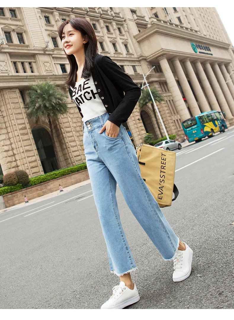 Women's High-Waist Straight-Leg Denim Jeans - GlamzLife