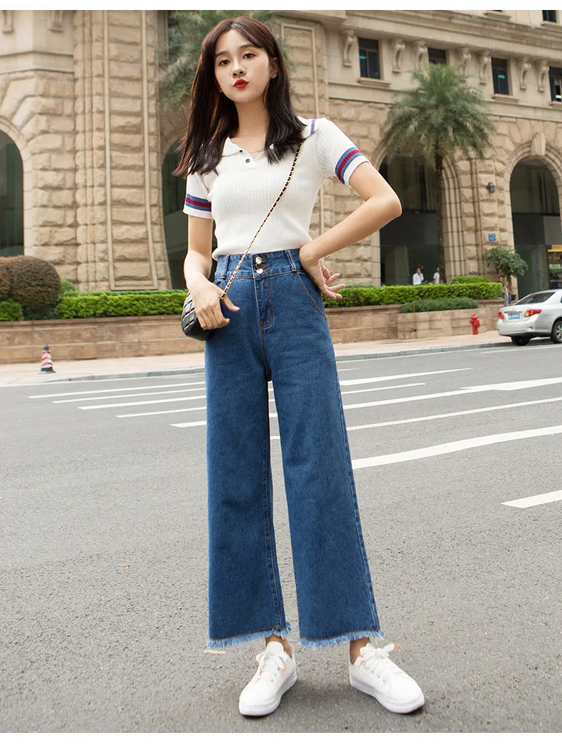 Women's High-Waist Straight-Leg Denim Jeans - GlamzLife