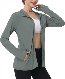 Womens UPF 50  Sun Protection Hoodie Jacket Lightweight Quick Dry Active Uv Shirts, Outdoort Hiking Zip Up Jacket
